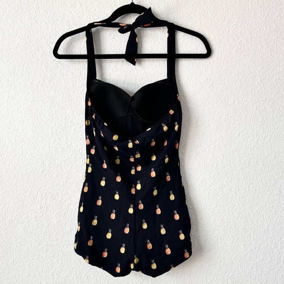 SEAFOLLY BLACK VINTAGE STYLE PINEAPPLE PRINTED ONE-PIECE SWIMSUIT - Picture 5 of 6